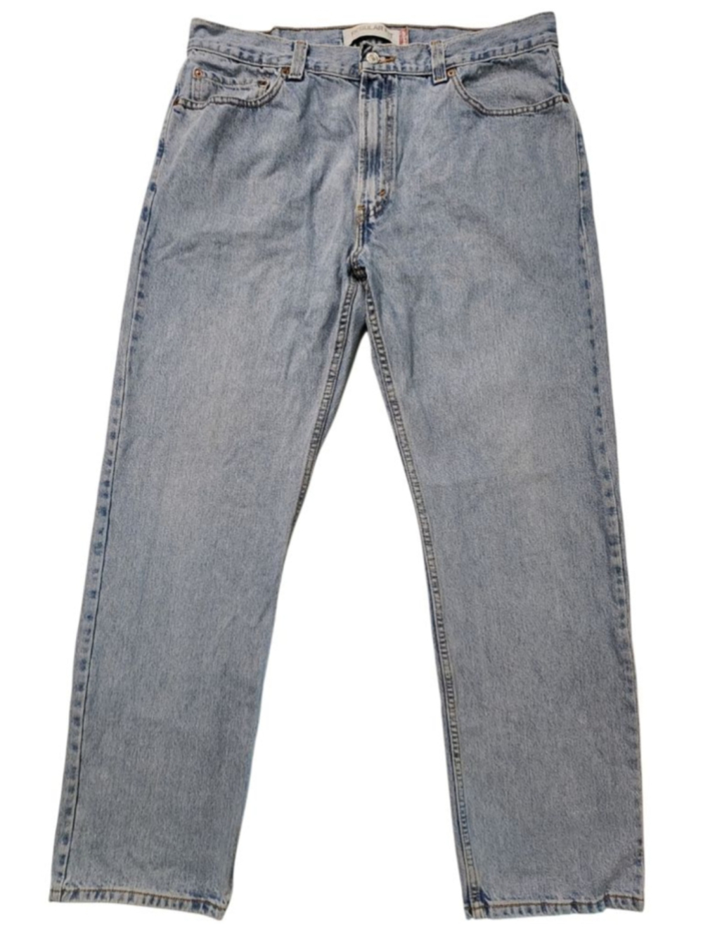 Levi's 505 Regular Fit Straight Leg Jeans Mens W36 L32 Light Blue Faded Denim
